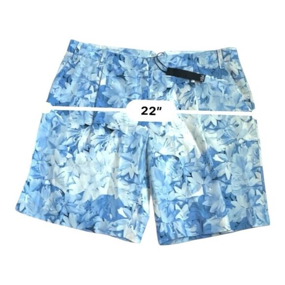 Tibi Shorts 10 NEW Blue Floral Silk and Linen 9” Inseam - Picture 4 of 6
